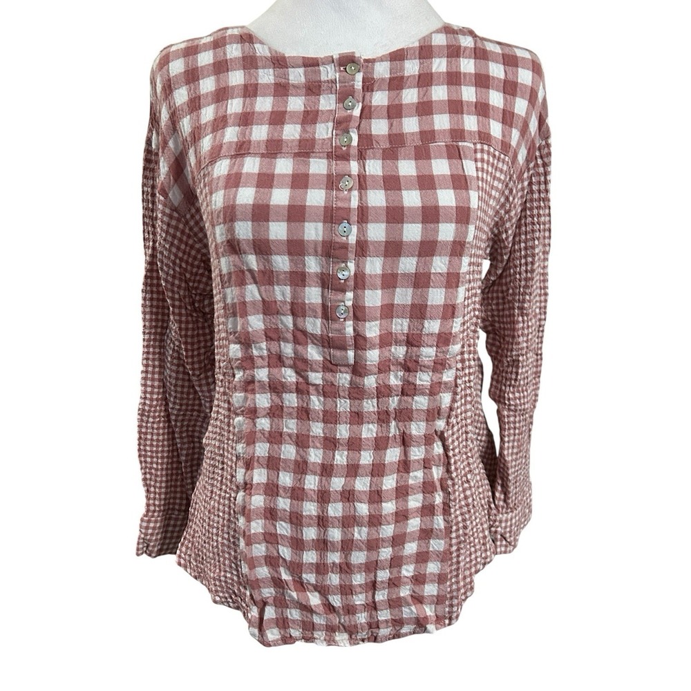 Jane & Delancy Red Stretchy Gauze Checked Blouse Sz S Y2K